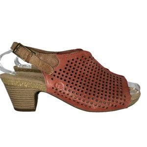 Josef Seibel Sandal EU 38 US 7.5 Orange Brown Perforated Leather Slingback